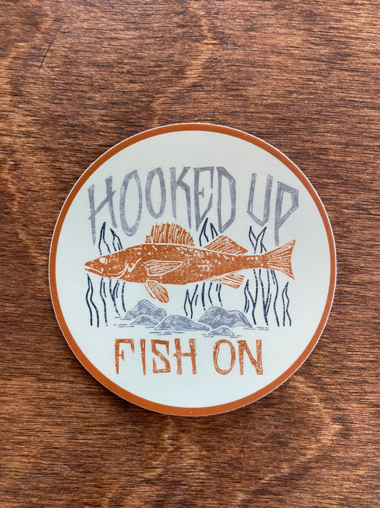 Hooked Up Fish On Sticker